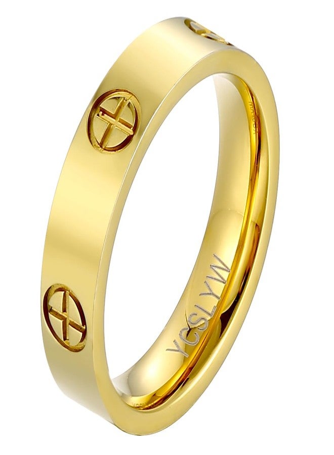 YCSLYW Ladies Stainless Steel Ring - Golden High Polish Wedding Jewelry for Women. Sizes 5-10 - Image 1